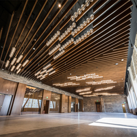 Matériaux de construction Faux plafond en forme de U Motif bois Plafond suspendu à lamelles en aluminium pour la décoration intérieure de restaurant