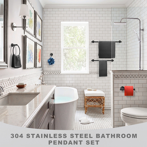 6 cái phụ kiện phòng tắm Set đen 24 inch thanh khăn, vòng khăn, Robe Hooks treo tường phòng tắm phần cứng Set - Product Image 2