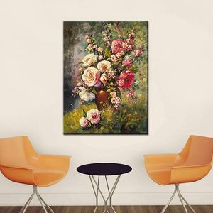 Pintura al Óleo Floral sobre Lienzo, Marco de Madera con Acabado Dorado Antiguo, Cuadro Pintado a Mano con Flores y Frutas - Product Image 4