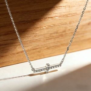 Trendy 925 <b>Silver</b> Cubic Zirconia Cross Necklace for Women Fashion CZ Pendant Party Jewelry - Product Image 5