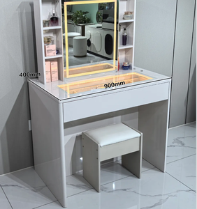 Ensemble de commode à hauteur réglable commandée par la voix avec miroir et éclairage LED, meubles de chambre à coucher avec bureau à hauteur réglable - Product Image 6