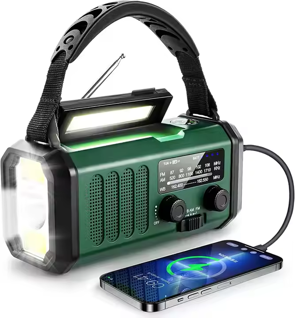 Emergency Hand Crank Radio 10000mah USB Charger FM AM NOAA Weather Radio with Compass Lamp Solar Radio