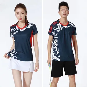 Wholesale Badminton Uniforms For Men And Women Short-sleeved Quick-drying Table Tennis Running Sports Competition Team Uniforms