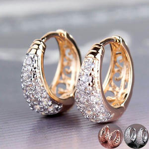 Pendientes Huggie con Forma de Gota de Agua en Oro Rosa, Plata 925, Cristal, Microincrustaciones de Diamantes de Imitación, Clásicos para Uso Diario de Mujer, E2403 - Product Image 5