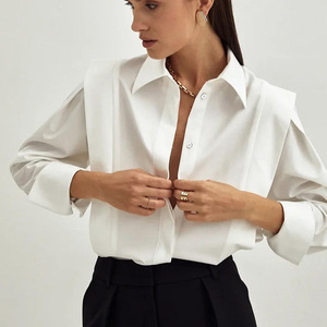 Blusa de Algodón de Manga Larga Casual para Mujer, Moda 2025, Elegante, Blanca, con <span class=keywords><strong>Botones</strong></span>, Bordada, Sencilla, para Oficina, Primavera - Product Image 4