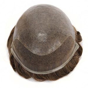 Parrucca anteriore in pizzo indiano da <span class=keywords><strong>uomo</strong></span> da 6 pollici stile onda corpo vergine <span class=keywords><strong>capelli</strong></span> umani pezzo frontale Toupee frange frangia riparazione pelle sottile - Product Image 3