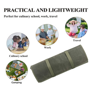 Sac à couteaux de chef en <span class=keywords><strong>toile</strong></span> cirée, sac de rangement pour couteaux de cuisine portable et pliable, grande capacité, organiseur d'outils de chef - Product Image 2