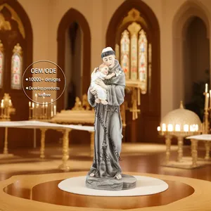 工厂批发天主教宗教雕像树脂基督教原始设备制造商手工制作的圣安东尼基督教树脂雕像