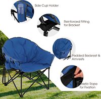 Chaise de camping surdimensionnée en tissu Oxford rembourrée, pliable, avec porte-gobelet et sac de transport, pour utilisation en extérieur, pique-nique, pêche, randonnée, plage
