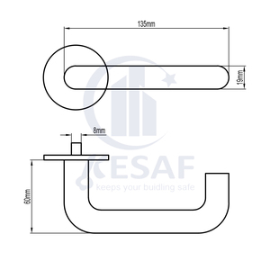 KESAF – quincaillerie moderne en acier inoxydable, Tube <span class=keywords><strong>rond</strong></span>, incurvé, poignée de porte, serrure à levier - Product Image 6