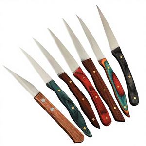 Couteau de découpe alimentaire en acier inoxydable, couteau à fruits, couteau à fleurs, outil de découpe de chef, manche en bois teinté - Vente en gros usine - Product Image 1