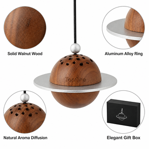 Diffuseur d'arômes de luxe en alliage d'aluminium en forme de Saturne en bois de noyer pour voiture <span class=keywords><strong>et</strong></span> décoration intérieure de chambre - Product Image 5