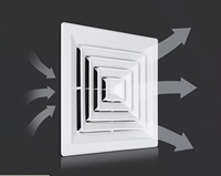 Diffuseur d'air ABS 400 mm, panneau 350 mm, découpe 150 mm, grille de ventilation à 4 voies pour plafond, maison, bureau, hôtel, magasin