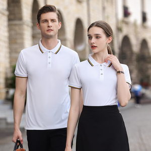 Wholesale Men's Plain Weave Polo Shirt Custom European Size Polo Shirts Embroidered logo Unisex Work Clothes Polo T-shirt - Product Image 3