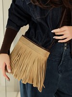 Tas Selempang Kulit Asli Estetika Western Revival dengan Rumbai untuk Wanita, Gaya Jalanan, Serbaguna, Tas Messenger Kulit Asli Berumbai