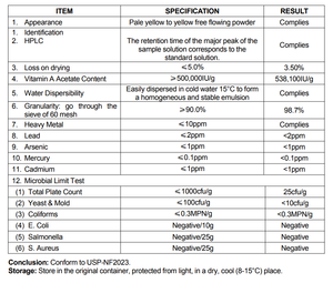 पोषक आहार ग्रेड विटामिन एक एसिटेट पाउडर 500,000 आई यू/जी हमारे गोदाम एक पाउडर - Product Image 3