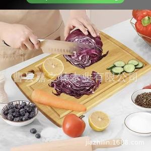 PYSUG Cutting Board Square Bamboo Kitchen Chopping <b>Block</b> With Handle For Vegetable Fruit - Product Image 2