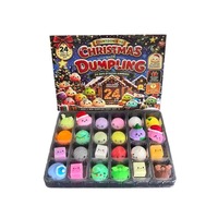 Calendrier de l'Avent de Noël 24 pièces Mini Jouets Squishy en forme de Ravioli Boîte Mystère Compte à Rebours Jouet Anti-Stress Vente en Gros