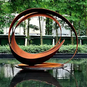 Corten 강 빛 sculpture 녹 sign corten 폭포 sculpture 녹슨