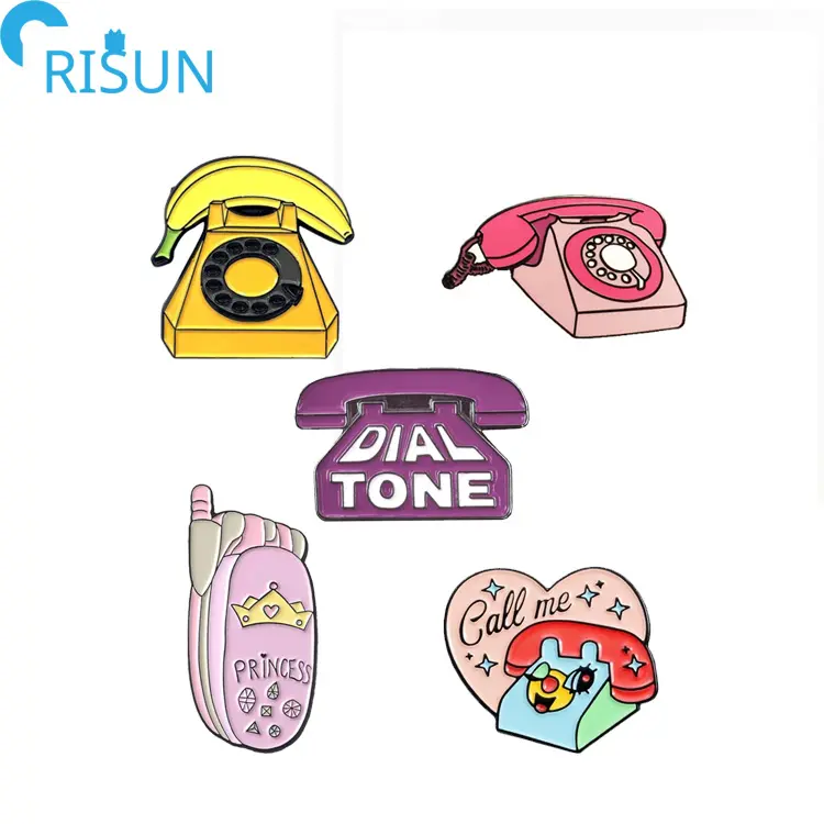 Broches de banana para celular, broches de celular fofos rosa com esmalte, broche de banana com logo personalizado