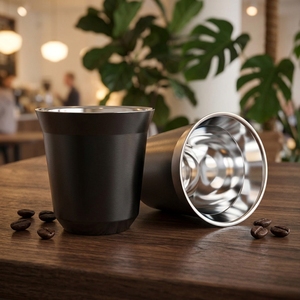Tasses à café et thé en acier inoxydable peintes pour l'extérieur, 80ml, 160ml, 240ml, 360ml, pour expresso et camping - Product Image 1