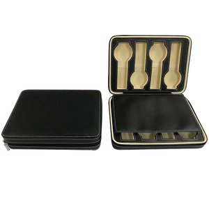 Wholesale Double Side Multi Slots Leather <b>Watch</b> Box Zipper Leather Wristwatch Storage Travel <b>Case</b> Custom Printed Logo - Product Image 5