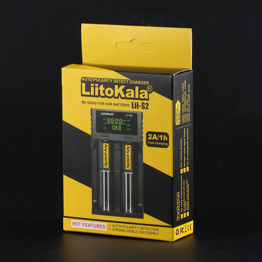 Liitokala Engineer Lii-S2 Liitokala Engineer Lii-S2 Khe Cắm Đôi 18650 Battery Charger 1.2V 3.7V 3.2V AA/AAA 26650 21700 NiMH