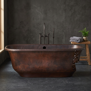 Oval Copper <b>Bathtub</b> Freestanding Metal Bath Without Lid Classic <b>Adult</b> Bath Tub Handcrafted Eco-Friendly <b>for</b> Home Bathroom - Product Image 2
