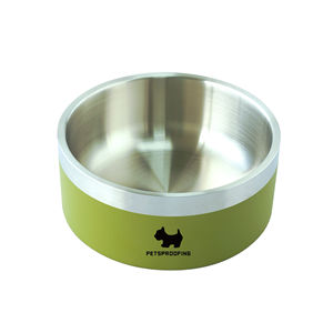 Venta al por mayor moderno redondo perro cuenco de lujo de acero inoxidable antideslizante Eco-OEM anillo de goma lavable Placa de sublimación - Product Image 1