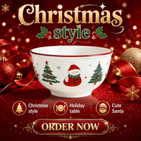 Service de table en céramique personnalisé, nouveau design, vaisselle en porcelaine personnalisée, Noël, XMS, assiettes et bols, cadeau pour restaurant