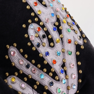 VALEE FOREVERS <span class=keywords><strong>Jean</strong></span> <span class=keywords><strong>Baggy</strong></span> Brodé de Strass, Denim Noir Délavé et Vieilli Style Streetwear <span class=keywords><strong>Vintage</strong></span> - Product Image 5