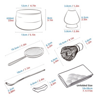 Ensemble de fouets à matcha écologiques résistants à la chaleur, 7 pièces, OEM/ODM personnalisé, bol en verre, cuillère en bambou Chasen pour la cérémonie du thé japonaise