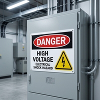 Panneau d'avertissement haute tension en aluminium personnalisé de haute qualité, signalisation de danger de choc électrique, panneau de sécurité industriel, panneau de précaution