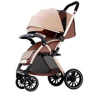 Fashion Design Baby <strong>Pram</strong> Stroller <strong>Set</strong> 4 Wheel Easy Folding Linen Trolley Push Chair Travel System Stainless Steel Frame - Product Image 4