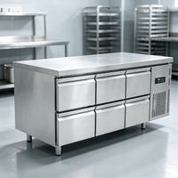 Meja Kerja Freezer Bawah Meja dari Baja Anti Karat Profesional dengan Pendinginan Ganda untuk Kabinet Dapur Komersial