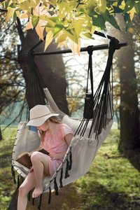 Hamac bohème en macramé chaise suspendue avec porte-gobelet <span class=keywords><strong>toile</strong></span> et tissu en coton <span class=keywords><strong>pour</strong></span> la détente en plein air-<span class=keywords><strong>pour</strong></span> le camping - Product Image 3