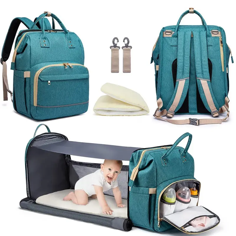 3 in1Mommy Outdoor Travel Expandable Baby carry travel bed Nappy Diaper Bag backpack with changing station