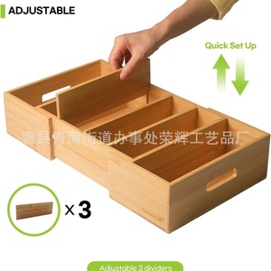 Cross-border bamboo drawer rack with adjustable <b>shelves</b>, expandable kitchen cabinet storage <b>box</b>. - Product Image 4