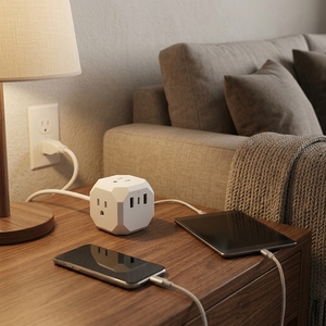 Multipresa con Cavo Integrato da 1,8 Metri, Presa US, <span class=keywords><strong>Cubo</strong></span> <span class=keywords><strong>di</strong></span> Alimentazione da 1875W con USB e Type-C, Caricatore Domestico - Product Image 3