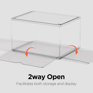 Transparent PP <b>Plastic</b> Glossy Magnetic Foldable Rectangle Multi-use Shoe Storage <b>Container</b> with Drop Side Open Door for Sneakers - Product Image 3