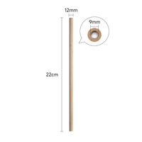 Pailles en bambou naturel jetables et compostables de 9 mm de diamètre intérieur et 220 mm de long pour boissons et restauration