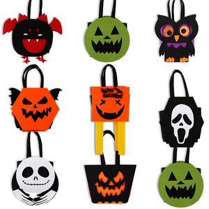 Sacs à bonbons décoratifs d'Halloween, fournitures pour fête d'Halloween, sacs cadeaux en feutre pour enfants, costumes de citrouille et de fantôme - Product Image 1