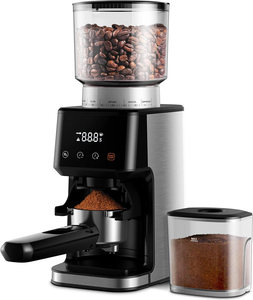 Moulin à café conique électrique professionnel 220V, affichage LED, boîtier en acier inoxydable, moteur 200W, pour hôtel et usage domestique - Product Image 1