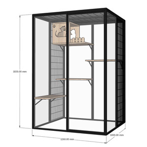 ตู้เลี้ยงแมวกรอบกรงสัตว์เลี้ยงสีดำพร้อมกรอบไม้กระจกใสและติดตั้งได้ - Product Image 1