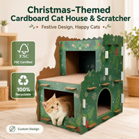Mobilier pour animaux de compagnie en papier, design personnalisé, festif, à double étage et multi-niveaux, maison-griffoir pour chat