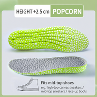 Semelles intérieures rehaussantes discrètes Popcorn PU pour hommes et femmes, haute élasticité, absorption des chocs, anti-transpiration, respirantes pour l'été et le travail