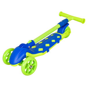 Trottinette à trois roues pour enfants, pliable, réglable en hauteur, avec lumières, pour enfants de 3 à 6 ans, bleu et vert fluorescent - Product Image 2