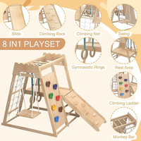 Juguetes de Escalada para Niños, de Madera, Montessori, 8 en 1, Parque Infantil Interior, Gimnasio con Columpio y Tobogán para Niños Pequeños