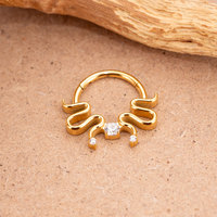 Nouveau bijou de corps en titane ASTM F136 avec zircon, motif serpent, clicker segmenté pour septum, pour femmes, vente en gros, piercings, anneaux de nez, bijoux pour tragus