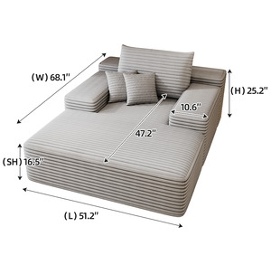 Lounge Chair Indoor Oversized Upholstered <b>Sofa</b> Bed Sleeper Modern Sectional Fluffy Plush Corduroy Apartment Living Room - Product Image 5